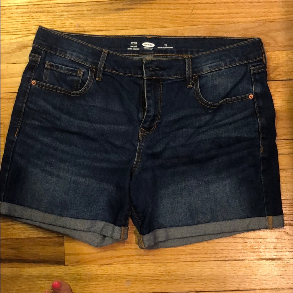 Denim roll cuff shorts
